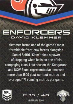 2021 NRL Elite - Enforcers #E15 David Klemmer Back